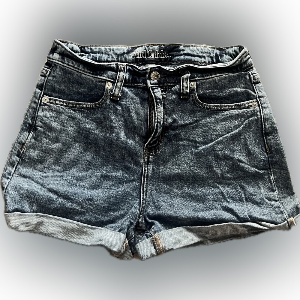 mid rise denim shorts
